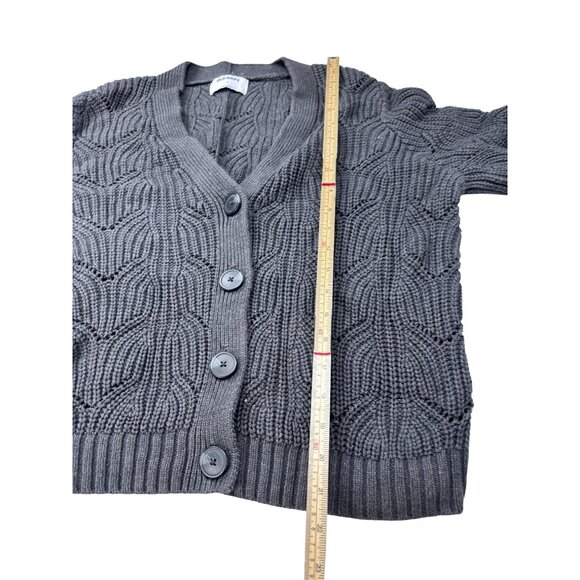 Old Navy Gray Cable Knit Button-Up Cardigan Sweater M 60% Cotton 40% Acrylic Wom - Picture 7 of 11